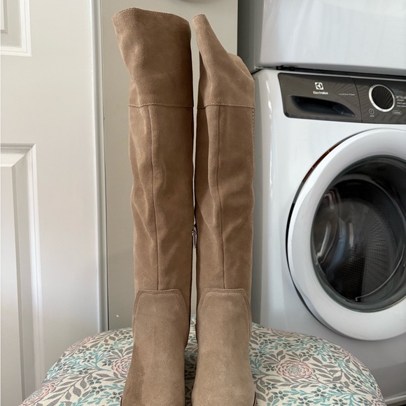 Vince Camuto Taupe Suede Heeled Boots - Picture 3 of 7